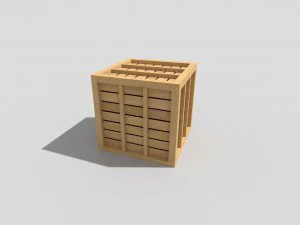 low poly wooden crate 3D Model