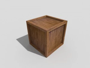 laag poly houten krat 3D Model