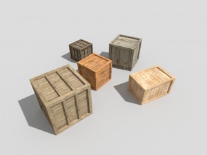 5 low poly wooden crates pack Modelo 3D