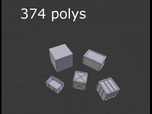 5 low poly wooden crates pack 3D-Modell