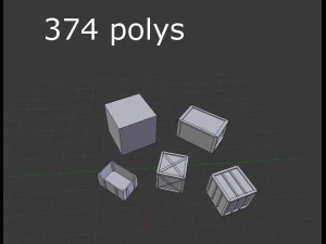 5 low poly wooden crates pack 3D Model