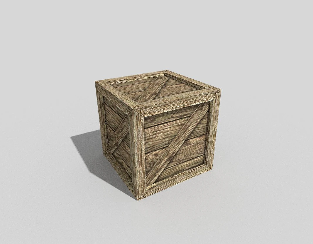 low poly wooden crate 3D Model .c4d .max .obj .3ds .fbx .stl .blend