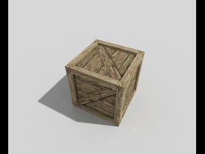 low poly wooden crate 3D Model