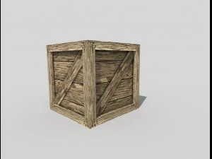low poly wooden crate 3D Model