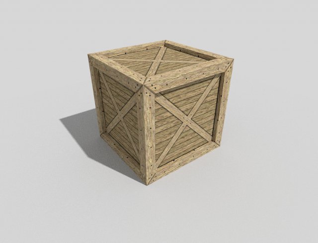low poly wooden crate 3D Model .c4d .max .obj .3ds .fbx .stl .blend 