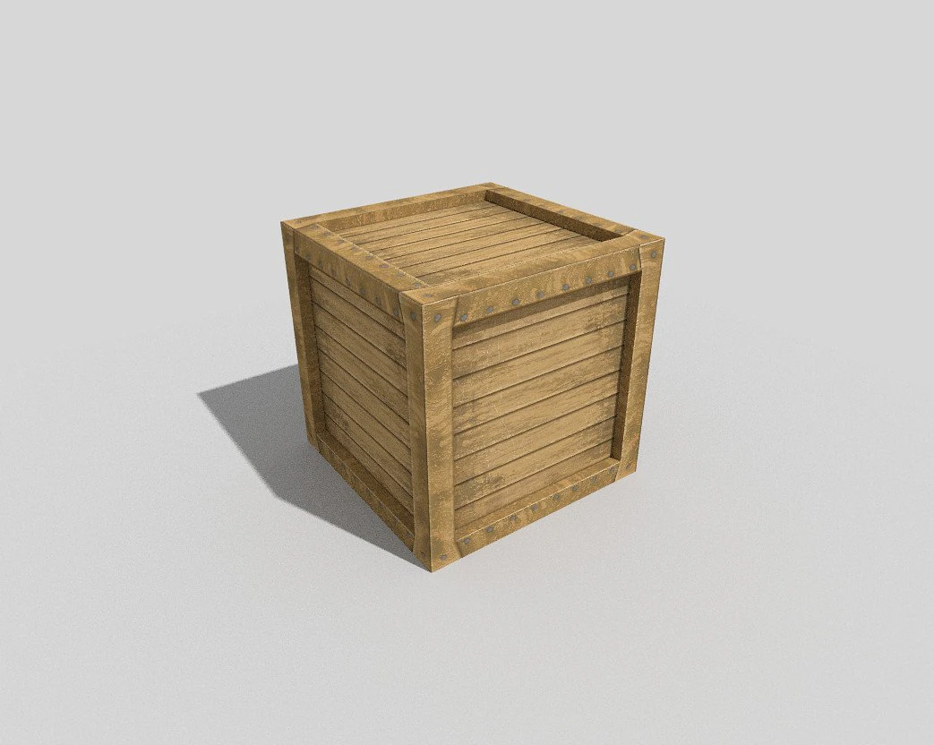low poly wooden crate 3D Model .c4d .max .obj .3ds .fbx .stl .blend