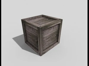 laag poly houten krat 3D Model