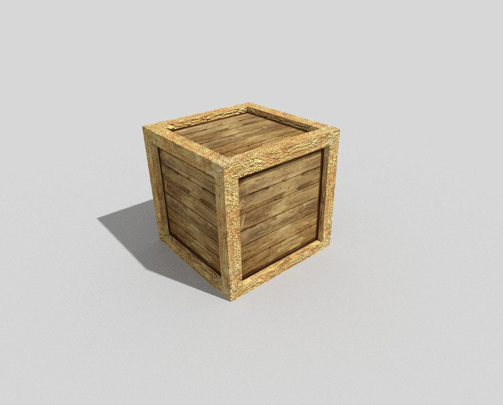 low poly wooden crate 3D Model .c4d .max .obj .3ds .fbx .stl .blend
