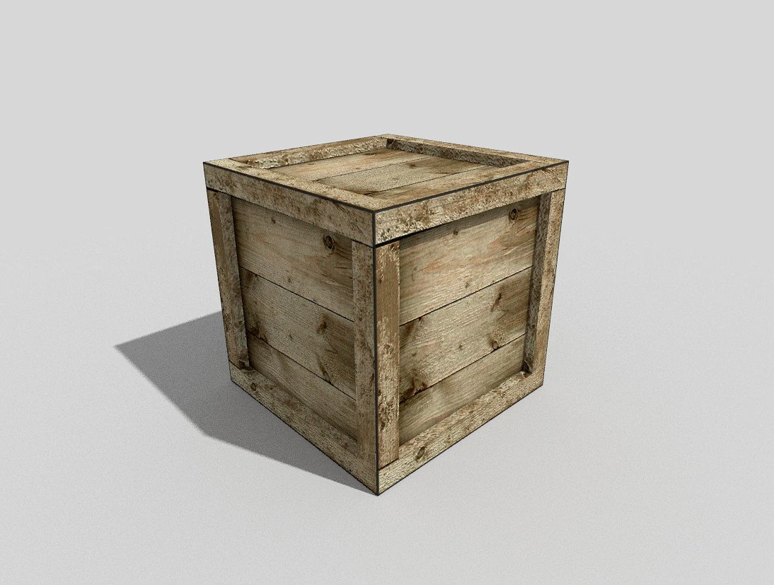 low poly wooden crate 3D Model .c4d .max .obj .3ds .fbx .stl .blend 