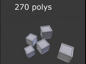 Pacote de 5 caixas de madeira low poly Modelo 3D