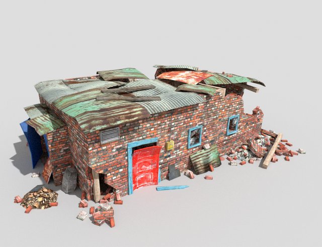 destroyed building 3D Model .c4d .max .obj .3ds .fbx .stl .blend 