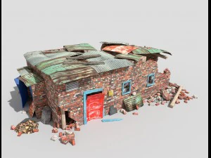破壊された建物 3Dモデル