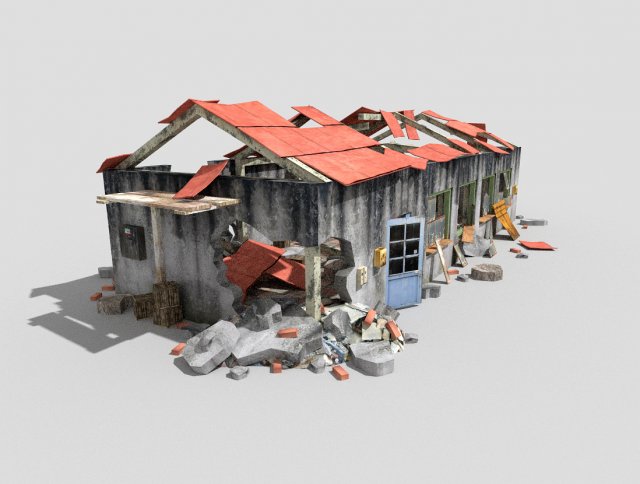 destroyed industrial building Modèle 3D .c4d .max .obj .3ds .fbx .stl .blend 