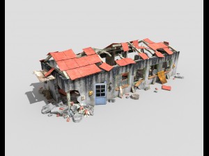 destroyed industrial building Modèle 3D