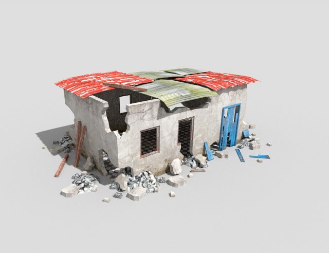 destroyed building Modèle 3D .c4d .max .obj .3ds .fbx .stl .blend 