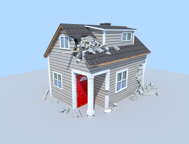damaged house Modello 3D .c4d .max .obj .3ds .fbx .stl .blend 