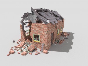 destroyed house 3D 模型