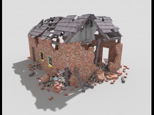 destroyed house 3D 模型