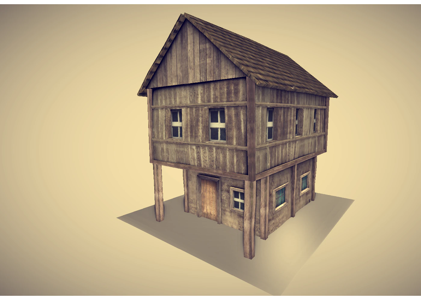 low poly medieval house 3D Model .c4d .max .obj .3ds .fbx .stl .blend 