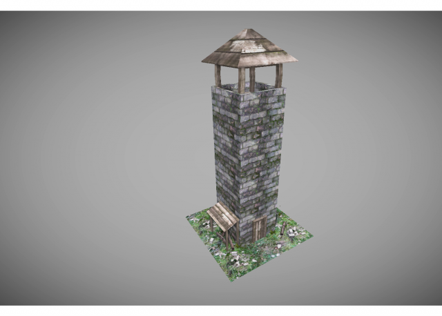 low poly medieval tower Model 3D .c4d .max .obj .3ds .fbx .stl .blend 