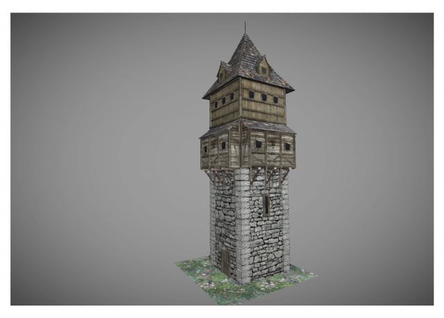 low poly medieval tower 3D मॉडल .c4d .max .obj .3ds .fbx .stl .blend 