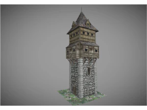 torre medieval de baixo poli Modelo 3D