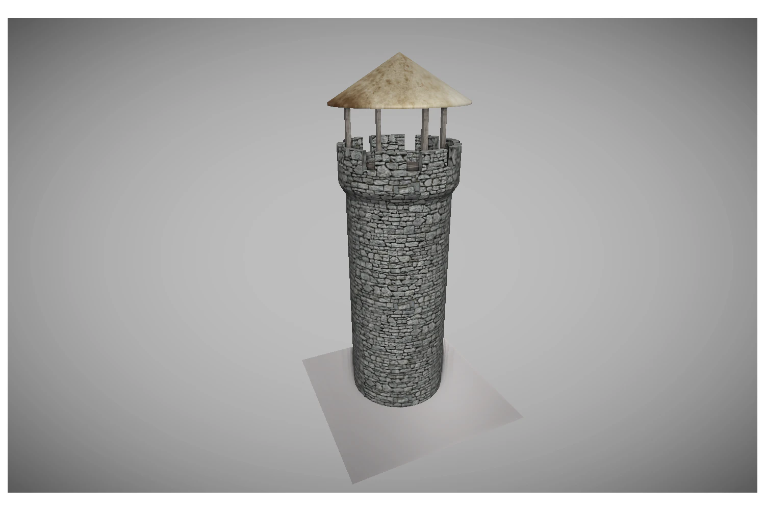 low poly medieval tower 3D Model .c4d .max .obj .3ds .fbx .stl .blend 