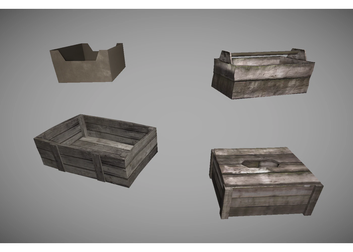 low poly wooden crates pack 3D Model .c4d .max .obj .3ds .fbx .stl .blend 