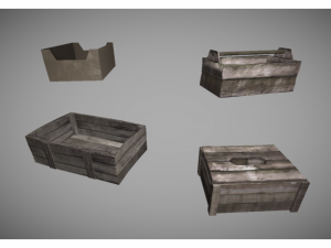 low poly wooden crates pack 3D Model