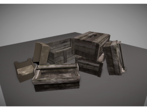 low poly wooden crates pack 3D Model
