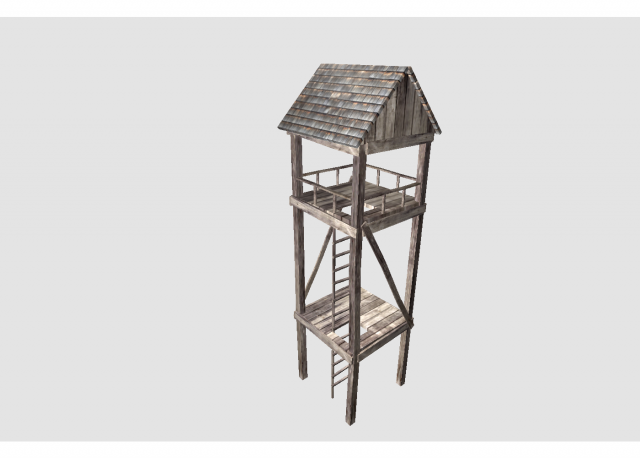 low poly medieval tower 3D Model .c4d .max .obj .3ds .fbx .stl .blend