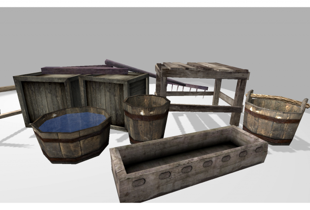 low poly medieval props Modelo 3D .c4d .max .obj .3ds .fbx .stl .blend 
