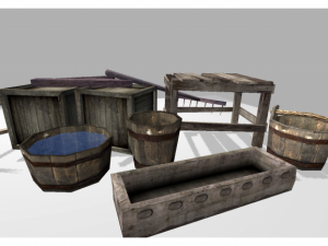 low poly medieval props Modelo 3D