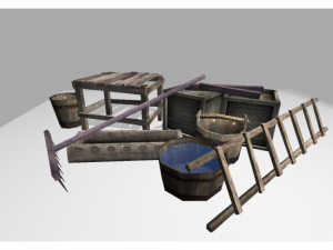 low poly medieval props Modelo 3D