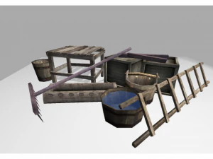low poly medieval props 3D Model