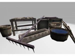low poly medieval props 3D Model
