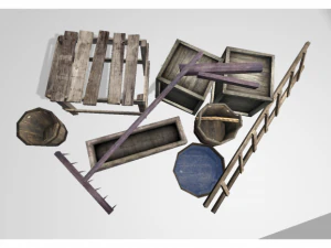 low poly medieval props 3D Model