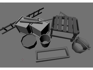 low poly medieval props 3D Model