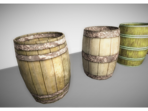 low poyl wooden barrels 3D-Modell