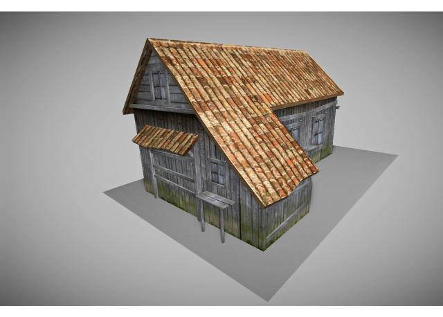 low poly old house 3Dモデル .c4d .max .obj .3ds .fbx .stl .blend 