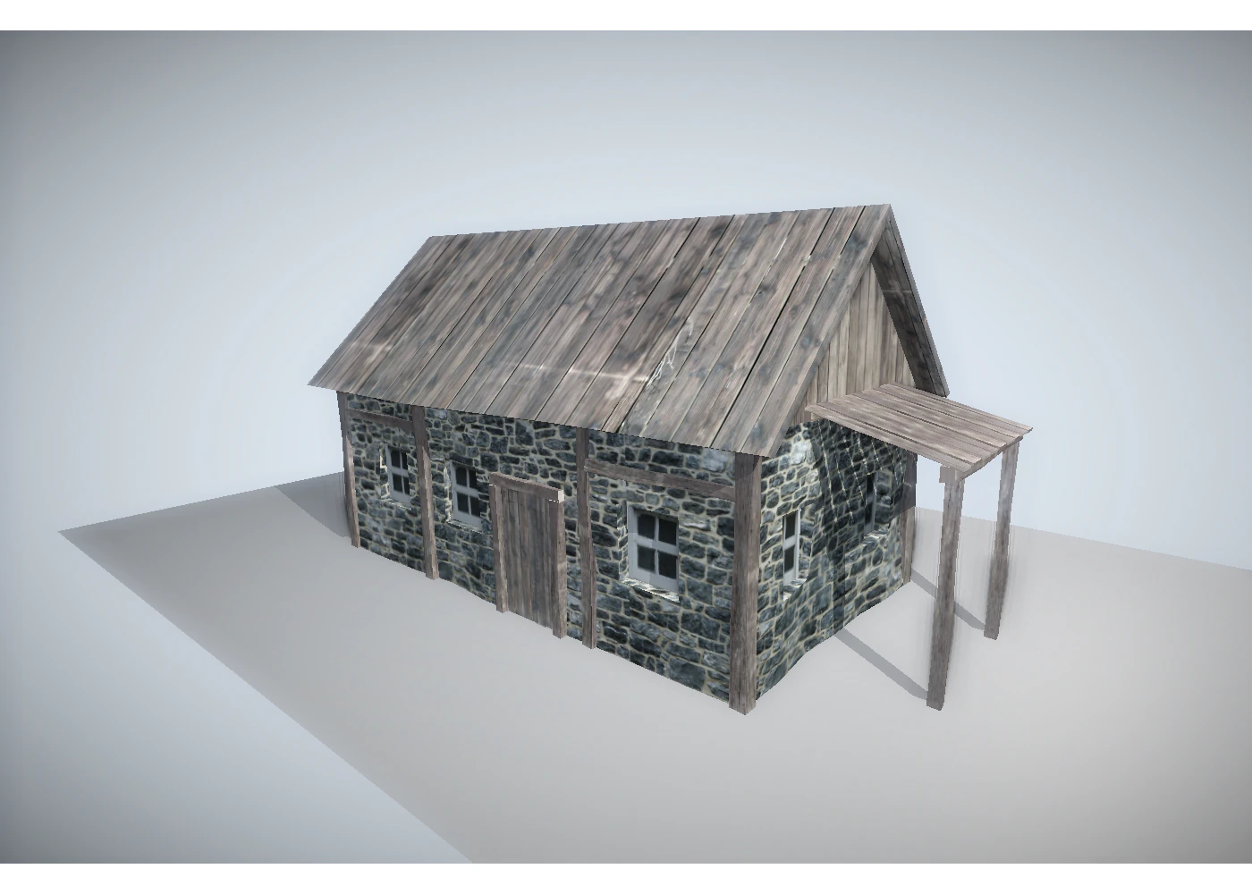 low poly old house 3D Model .c4d .max .obj .3ds .fbx .stl .blend