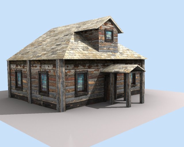 low poly old house Model 3D .c4d .max .obj .3ds .fbx .stl .blend 