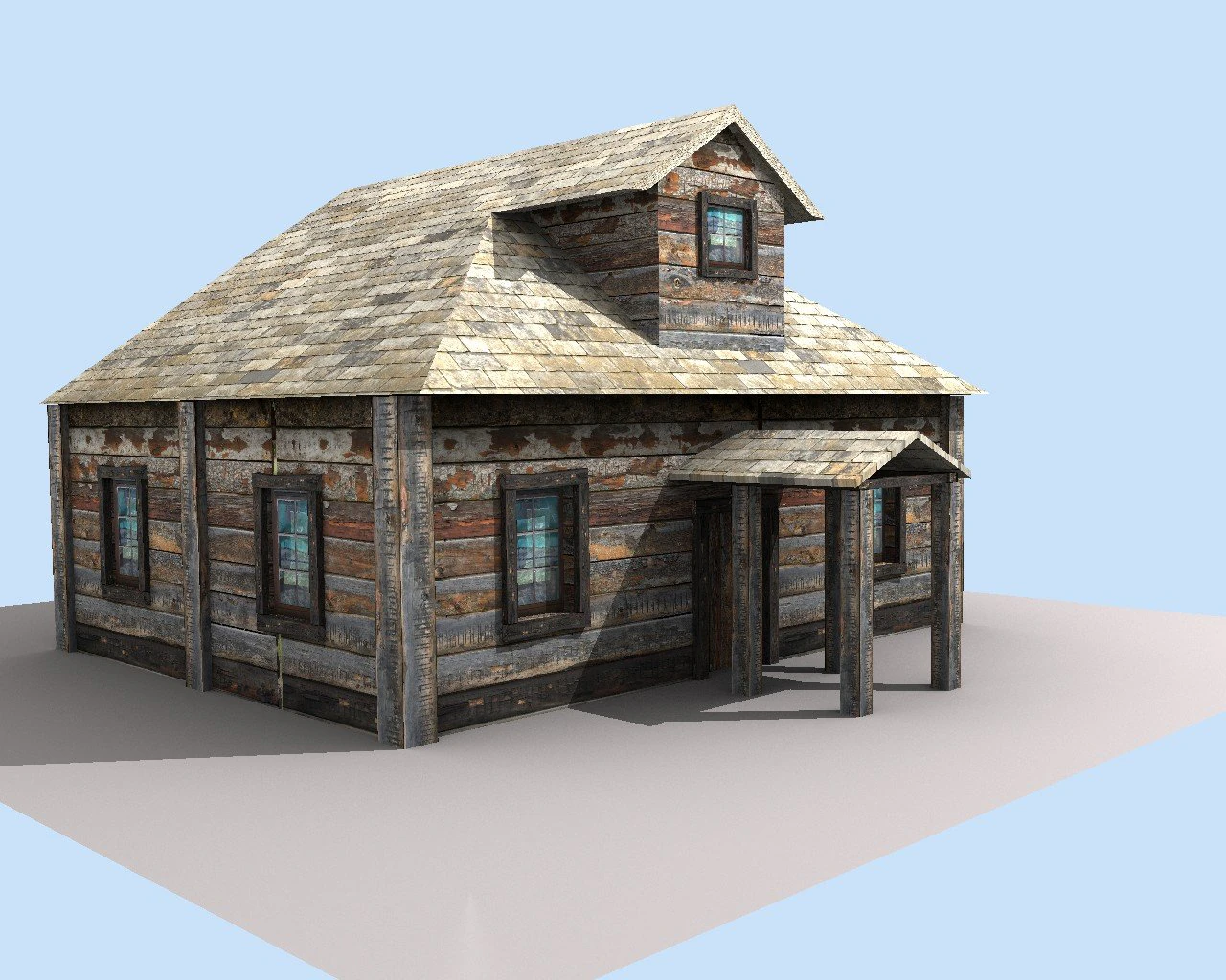 low poly old house 3D Model .c4d .max .obj .3ds .fbx .stl .blend