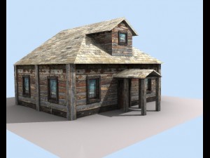 low poly old house Modèle 3D