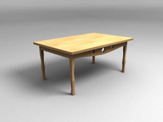 wooden table 3D Model .c4d .max .obj .3ds .fbx .stl .blend 
