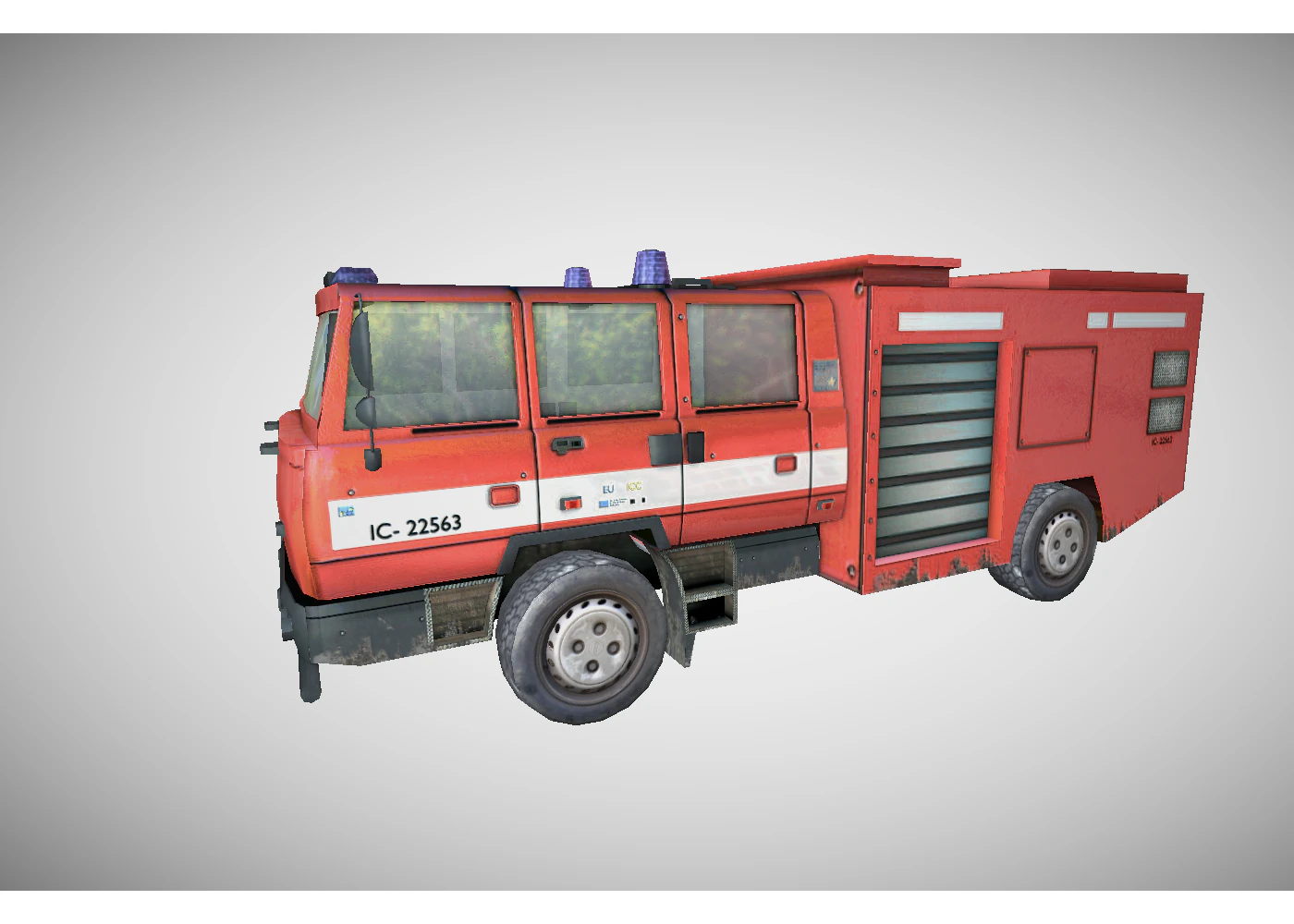 low poly fire truck 3D Model .c4d .max .obj .3ds .fbx .stl .blend 