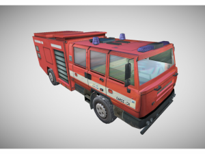low poly fire truck Modelo 3D