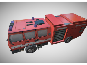 low poly fire truck Modelo 3D