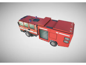low poly fire truck 3D Model