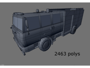 low poly fire truck Modelo 3D